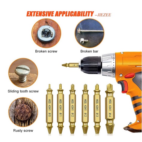 6pcs Tap Balik Screw Extractor Alat Pembuka Baut Skrup Rusak Screw-1