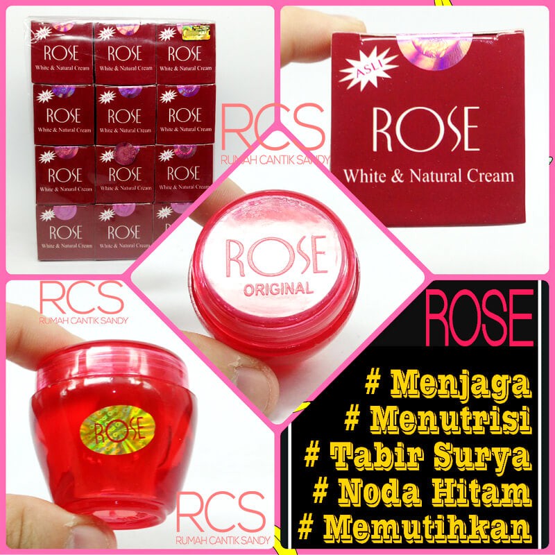 CREAM / KRIM ROSE NATURAL ~ 100% ORIGINAL ~ SIANG + MALAM ~  PELEMBAB Terlaris RCS