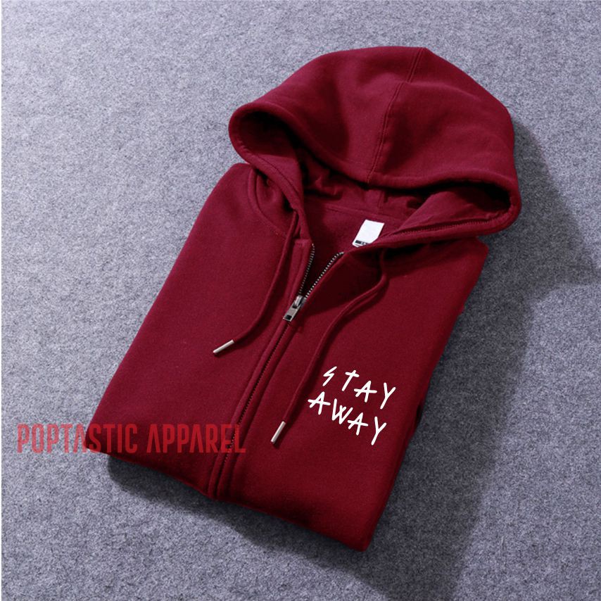 SWEATER HOODIE ZIPPER Pria Wanita STAY AWAY Bahan Fleece Tebal