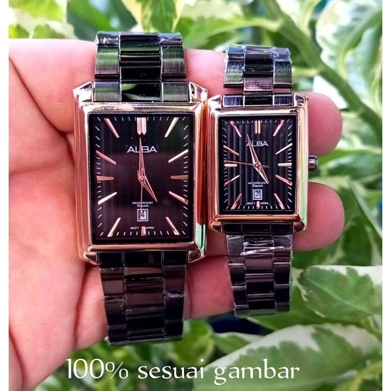 Jam Tangan Couple Pasangan 2022 Anti Air | Jam Tangan Alba Segi Rantai stainless steel