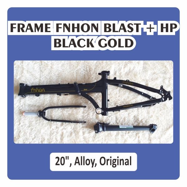 Frame fork handlepost Fnhon Blast black gold hitam emas discbrake 20 22 inch