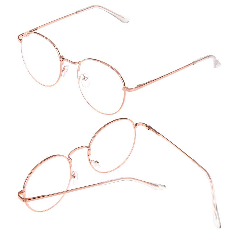 Wonder Kacamata Bulat Wanita Pria Portable Oversized Metal Optical Glasses
