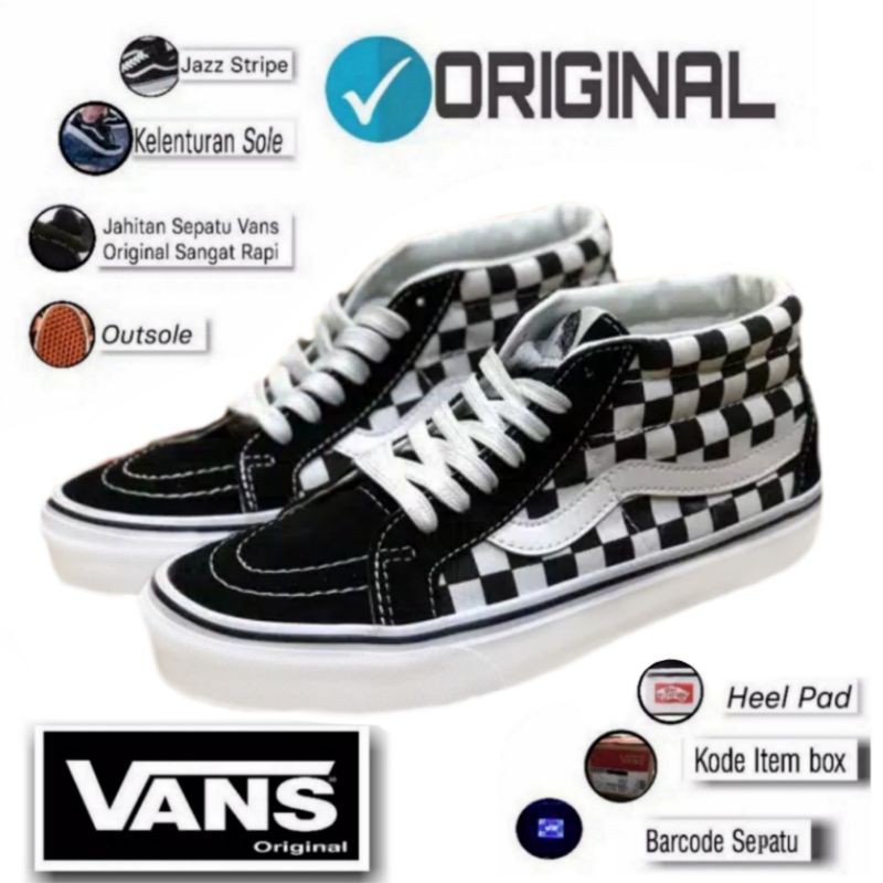 Sepatu Vans motif catur original BNIB Brand new with tag + Free Kaos kaki dan Stiker