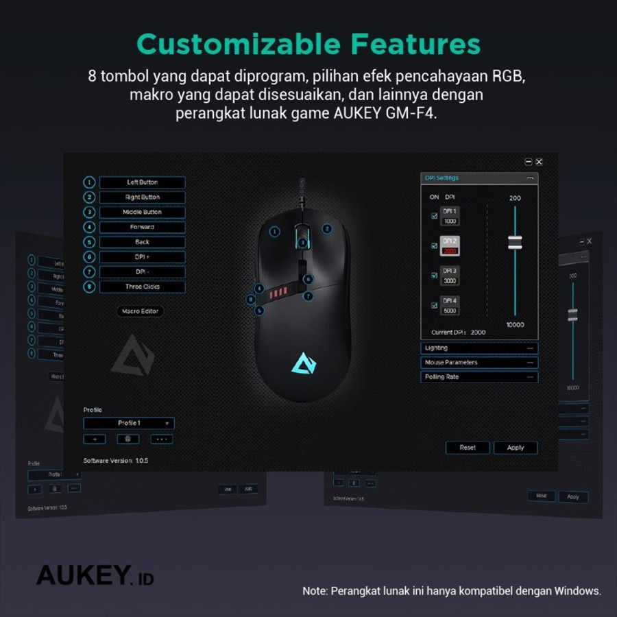 Mouse Gaming Mouse Aukey GM-F4 RGB Wired 10000 DPI