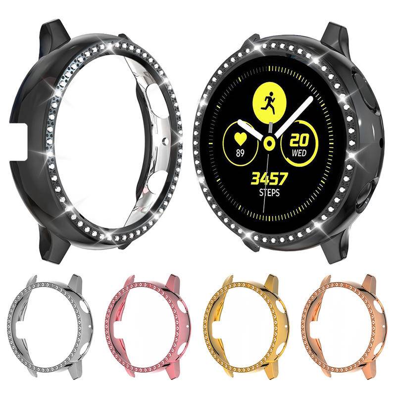 Casing Pelindung Layar Bahan PC Hias Berlian Tipis Untuk Samsung Galaxy Watch Active Bumper