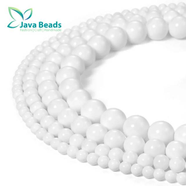 Bahan Gelang Manik Batu Alam White Jade