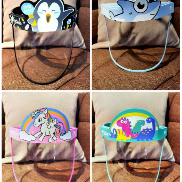 Face shield anak necare unicorn dino shark pinguin  new era pelindung wajah anak