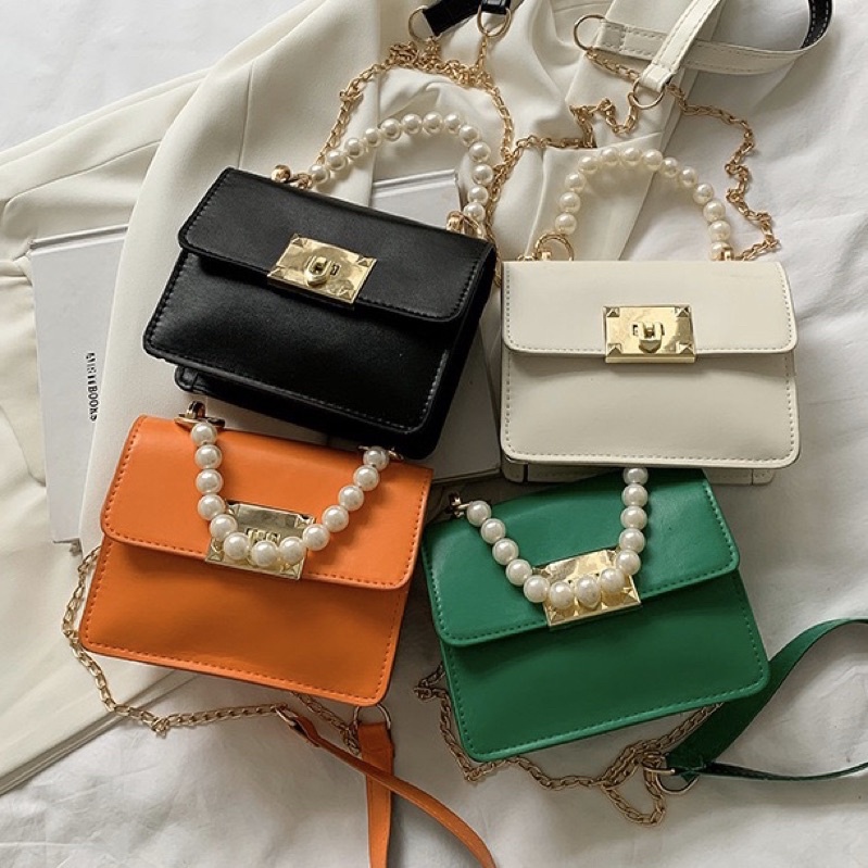 ✨✨HOTSALE✨✨ TAS HANDBAG MUTIARA SELEMPANG SLING BAG RANTAI IMPORT SHOULDERBAG CEWEK WANITA LB- 236