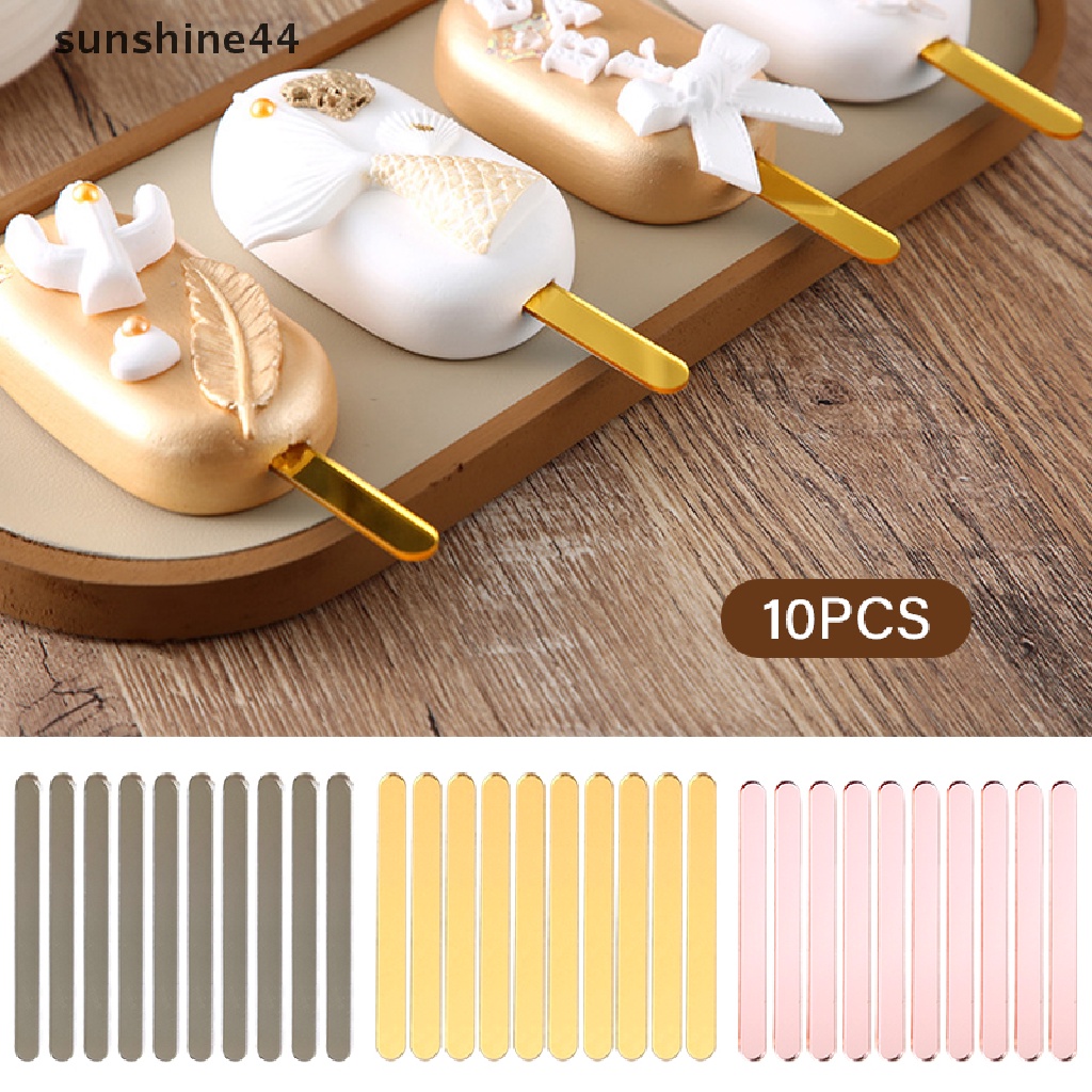 Sunshine 10pcs Cetakan Es Krim Popsicle DIY Bahan Akrilik Untuk Anak