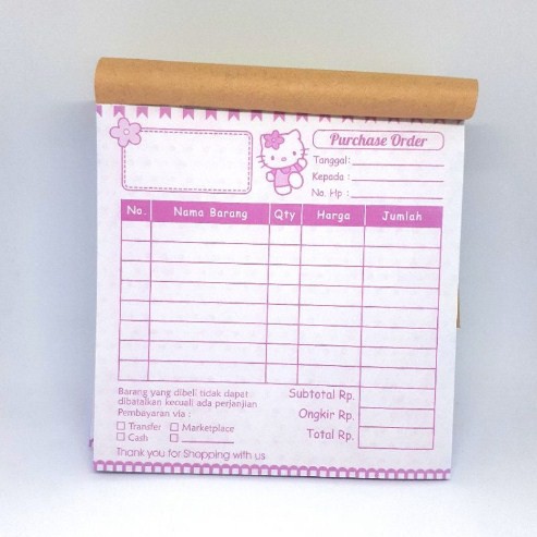 

Nota Karaklter olshop/Nota 2 ply/Nota murah 1/6 folio