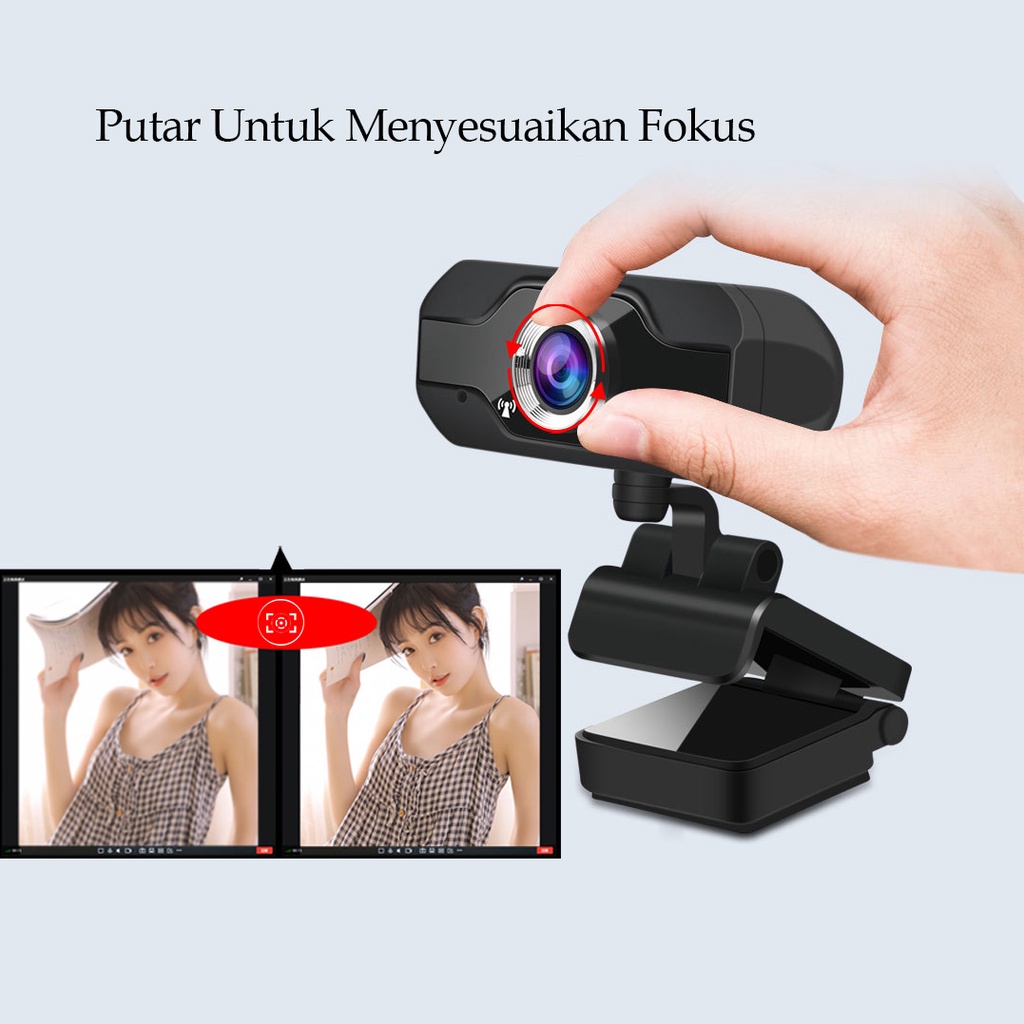 1080p USB Webcam Camera Rotatable 360 Mic Laptop Komputer PC Camera USB Berputar 360 derajat