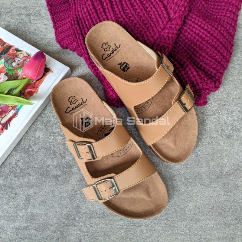 Sandal Wanita Casual Murah Berkualitas Selop Gasper Logam Bahan Kulit High Sintetis Sol Birken Alexa02 size 37 - 40-6