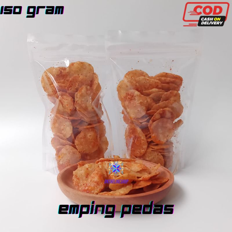 

emping tepung beras pedas 150 Gram / simping pedas 150 gram.