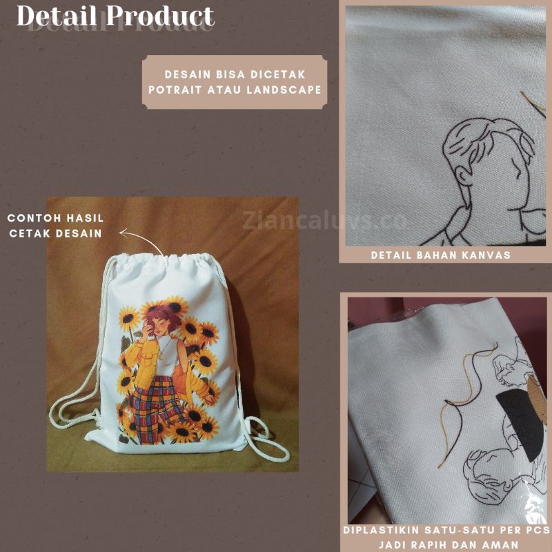 Stringbag Serut Custom Kanvas Satuan (30x40 cm)