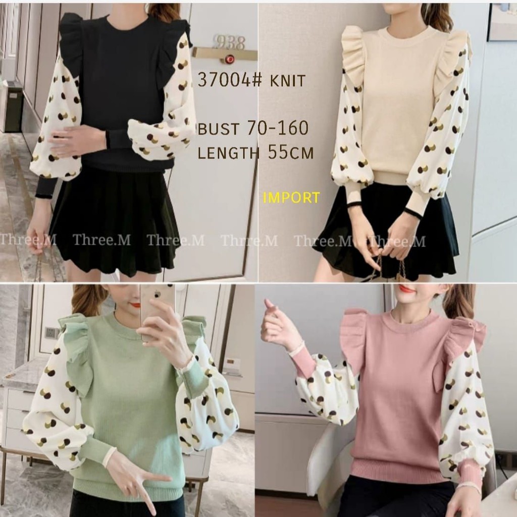 atasan baju import/ blouse import lengan balon premium/ knit top blouse