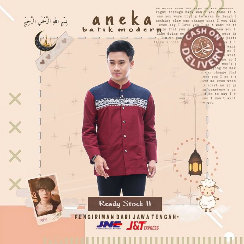 ATASAN BAJU MUSLIM PRIA BAJU KOKO MUSLIM LENGAN PANJANG KOKO MOTIF REL KERETA M L XL WARNA KOMBINASI