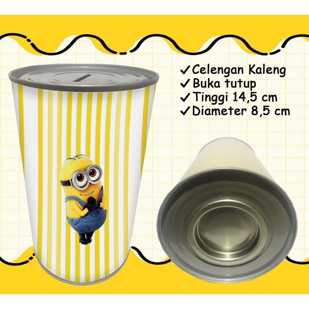 Celengan Kaleng Buka Tutup / Celengan Kaleng Minion / Celengan Custom