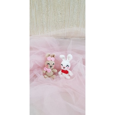 gantungan kunci boneka rajut kelinci kecil / mini rabbit