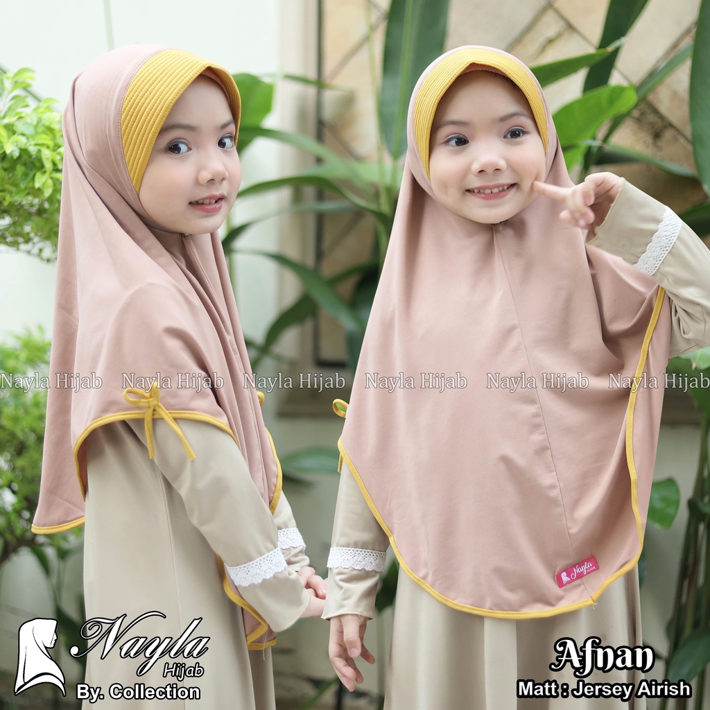 Kerudung Anak Instan Model AFNAN Jersey Airis Hijab Anak Jersey Pita Samping Original Nayla Hija'b