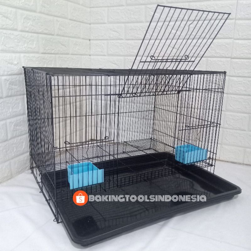 KANDANG KUCING SIZE M MEDIUM FREE 2 TEMPAT MAKAN (48x30x32)