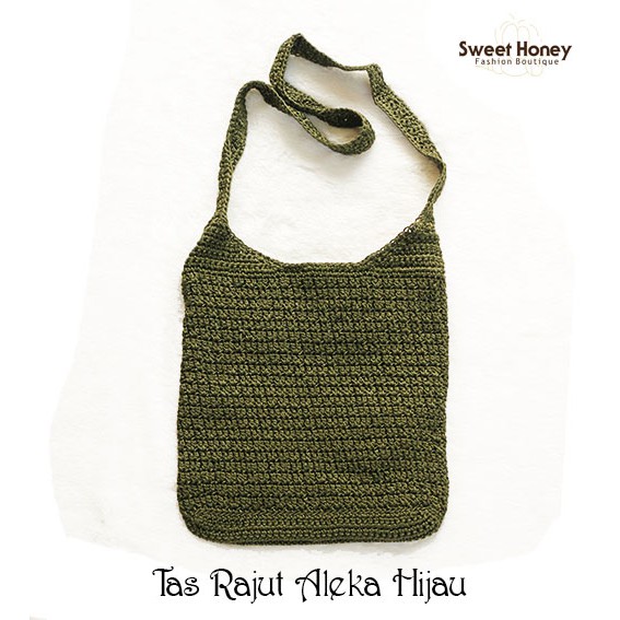 Sweet Honey ~ Tas Selempang Rajut Bali Aleka Size Besar L [Bisa COD Bayar di tempat]