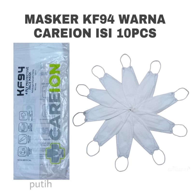 MASKER KF94 CAREION ISI 10PCS // MASKER 94 PUTIH CAREION 10PCS