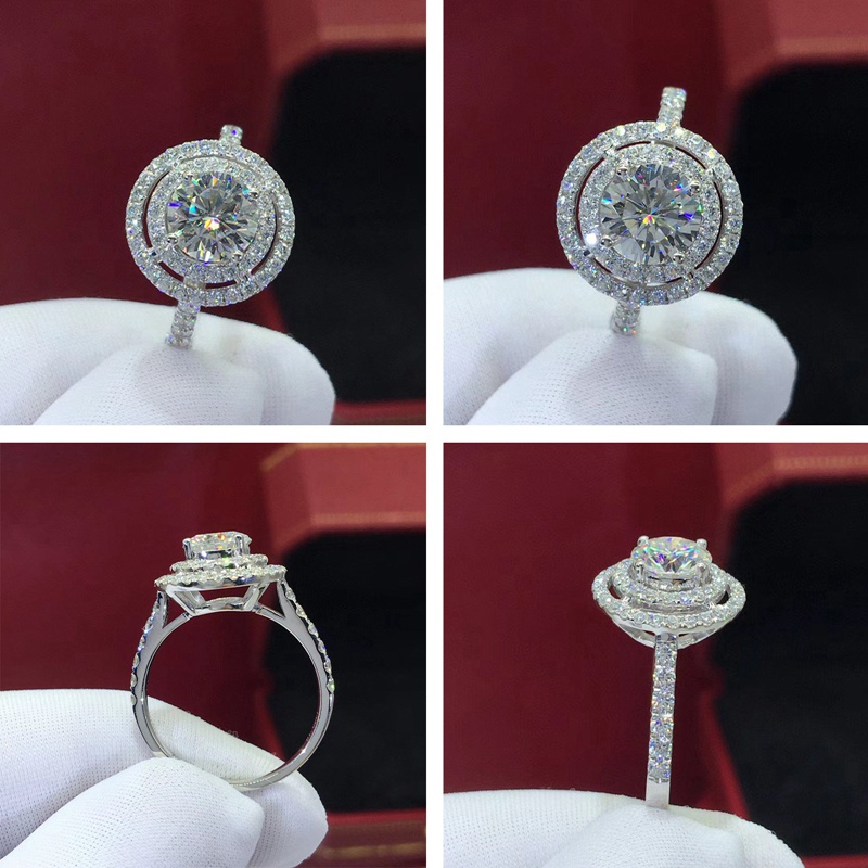 Fancyqube Cincin Cubic Zirconia Bentuk Bulat Gaya Modern Untuk Wanita