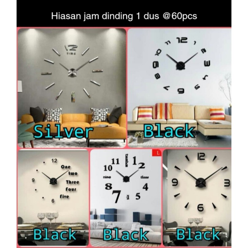  Jam  Dinding  3D Giant Wall Clock Jam  Tempel Ukuran Besar  