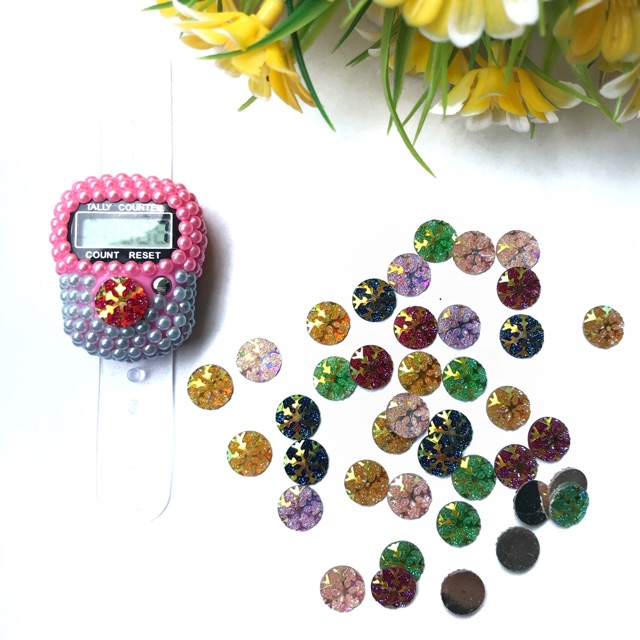 Circle dot motif snow |Tasbih digital swarovski