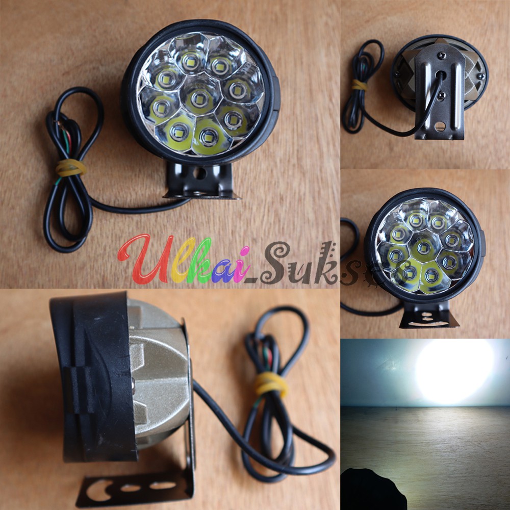 Lampu Tembak Sorot Motor Dan Mobil LED l Lampu Tembak Fokus Super Terang 9 LED Mata Bulat Universal 