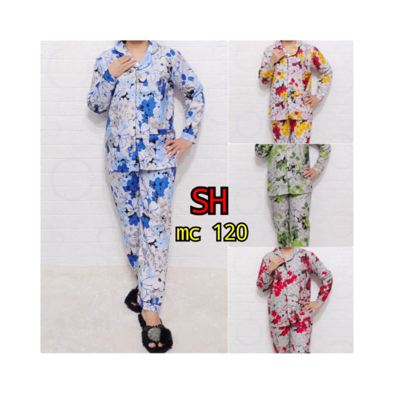 Baju Tidur Piyama Wanita Motif bunga Pajamas Katun  / Baju Tidur setelan Wanita Katun PP dewasa Terbaru Bigsize Kekiniaan