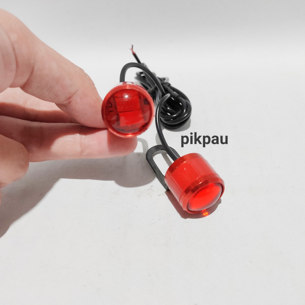 Sepasang Mata Elang LED 3D Strobo 4D Breket Eagle Eye Warna Merah Merah