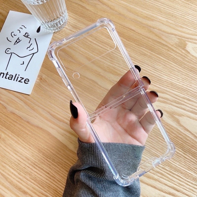 ZFLIP 4 Z FLIP 3 5 ZFLIP5 FLIP5 ZFLIP6 FLIP6 CASE SAMSUNG TRANSPARAN WITH CHAIN HOLOGRAM (SEMUA TIPE HP READY)