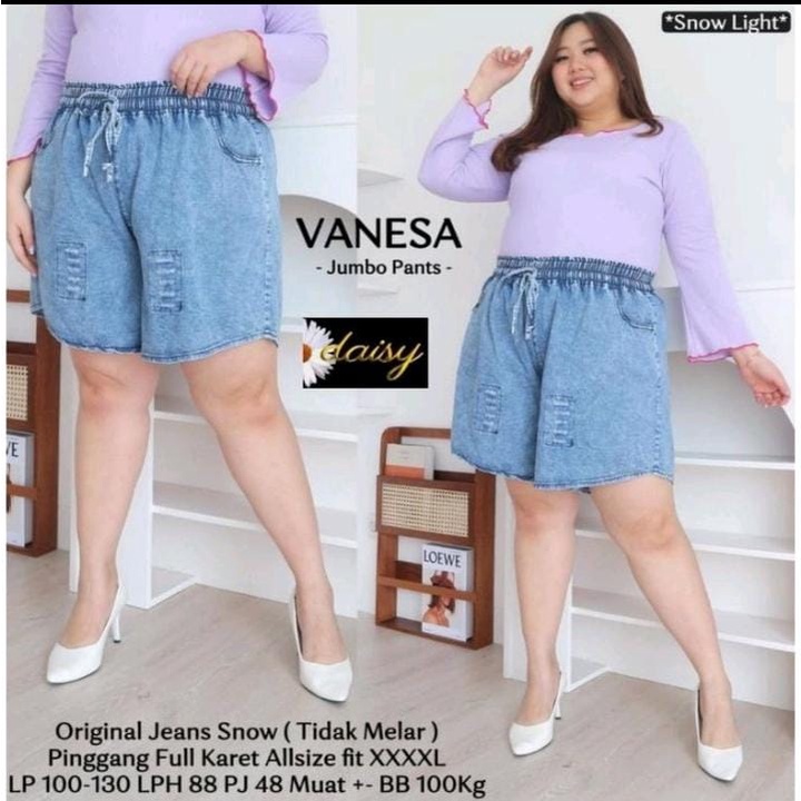 CELANA PENDEK WANITA / HOTPANTS JUMBO JEANS DENIM ORIGINAL BB 100KG