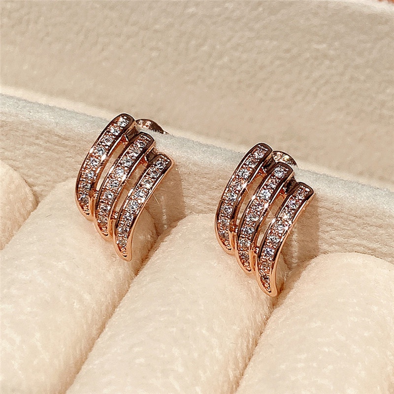 Anting Stud Kristal Cubic Zirconia Gaya Simple Untuk Wanita