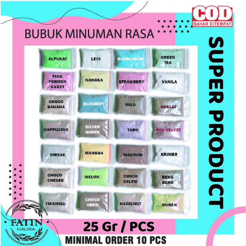 ☘️FATIN☘️BUBUK MINUMAN RASA 25 GR SUPER PRODUK / SERBUK MINUMAN ANEKA RASA / BUBUK MINUMAN KEKINIAN/ POWDER DRINK