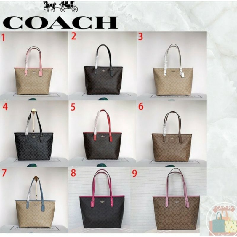 COACH 58292 Signature City Zip Tote White