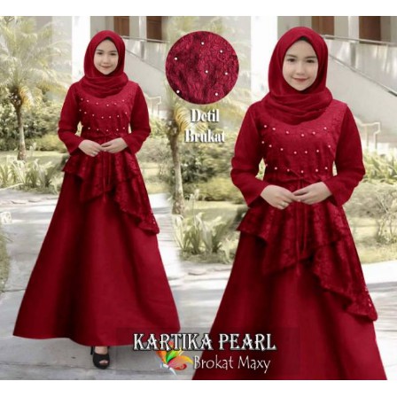 Baju gamis brukat tulang mix moscrepe wanita terbaru 2021 mewah modern gaul kekinian Jc maxi kartika