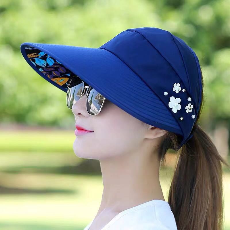 (COD)Topi Visor Lipat Wanita Casual Pelindung Sinar UV Anti UV Untuk Pantai / Outdoor/Fashion Import