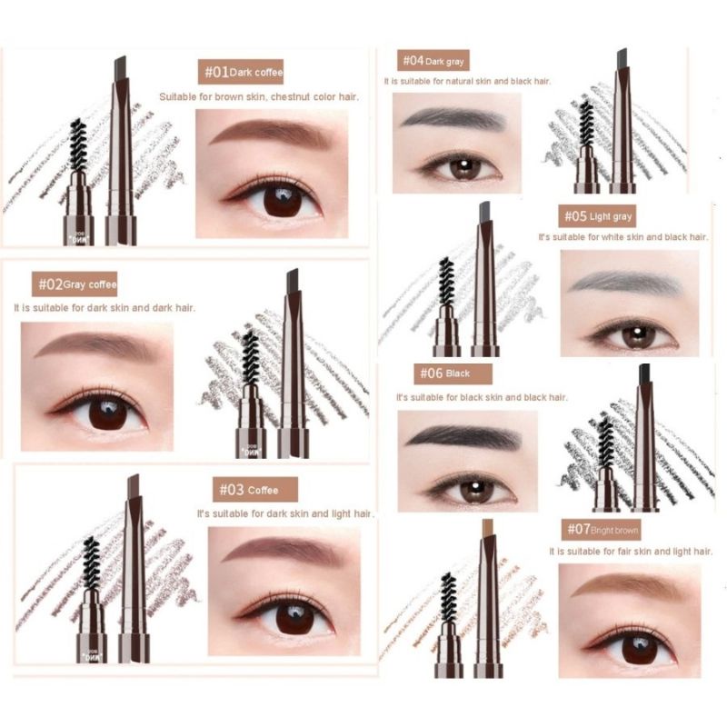 DNM Drawing Eyebrow Brow Definer Pencil - Pensil Alis Tahan Air Tahan Lama - Eyebrow Pencil Waterproof Longlasting