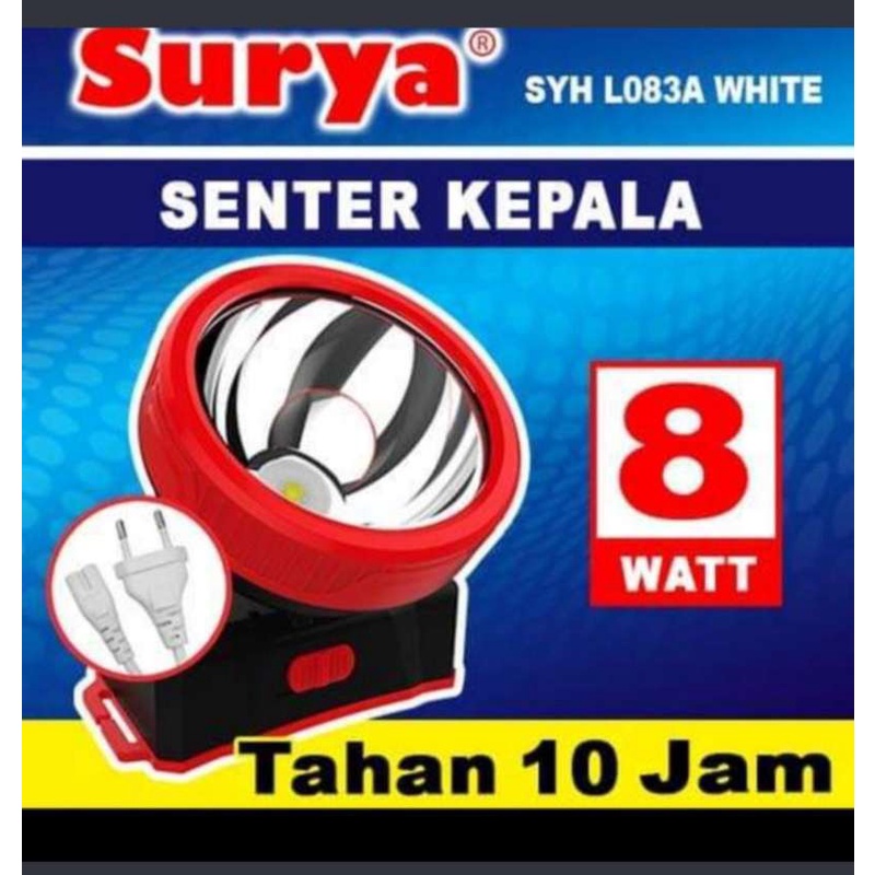 Senter Kepala SURYA LED 8 Watt SYH 083 / Senter Cas / Senter Hiking / Cahaya Putih