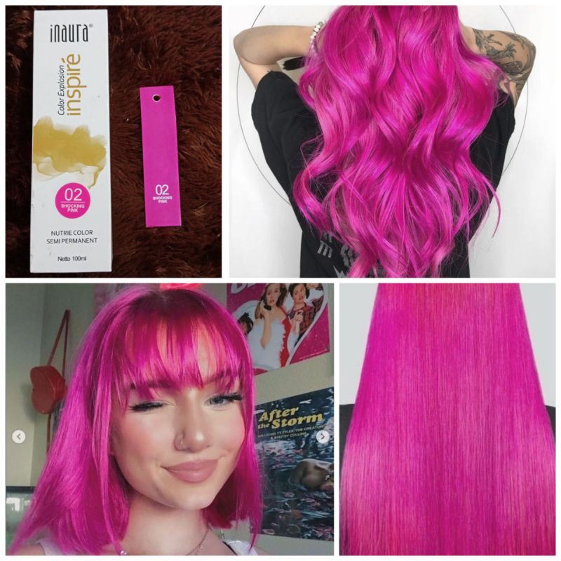 Inaura Color Explosion Inspire 02 Shocking Pink 100ml Cat Rambut Warna Merah Jambu Terang Hair Dye S