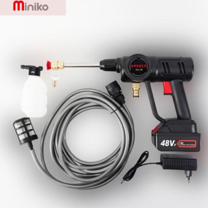 Jet Steam Cleaner Cordless Steele Sg-08 - Set Alat Cuci Mobil 48Volt
