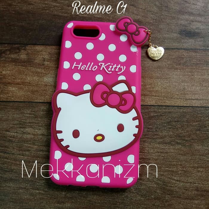 barokah case boneka oppo realme c1 karakter hello kitty polkadot softcase 4d