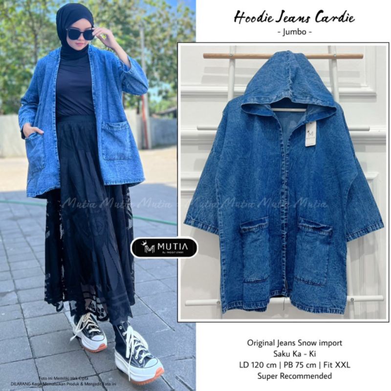 HOODIE JEANS CARDI JUMBO BY MUTIA // JAKET JEANS JUMBO WANITA // Jaket hoodie jeans wanita