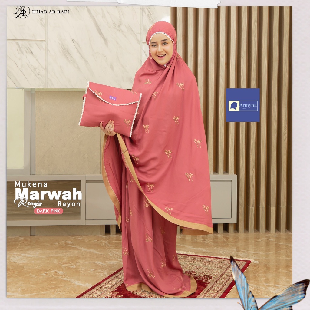 Mukena Traveling Marwah Remaja ARRAFI Travelling Rayon Katun Premium Mewah Polos Renda Bordir Lis Wa