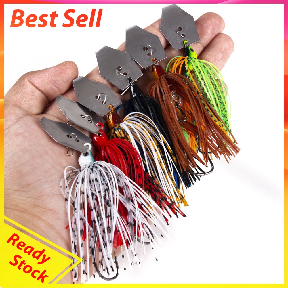 6x Wobbler Chatterbait Blade Bait w/ Skirt Buzzbait Saltwater Fishing Lures