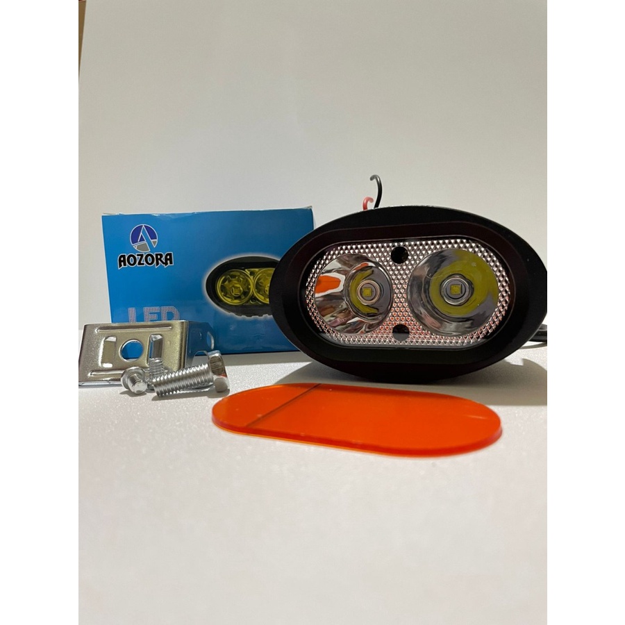 Lampu Tembak Sorot Aluminium Owl 2 Mata Lampu LED Putih + Mika Kuning