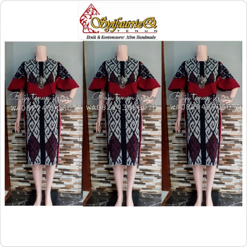 Dress pesta baju tenun pesta etnik bangsawan baju tenun  jepara DTB122