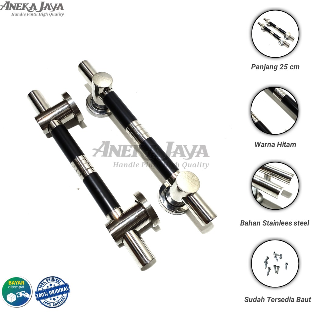 Satu set handle pintu rumah 25 cm murah minimalis tarikan pintu pull stainless gagang pintu hitam